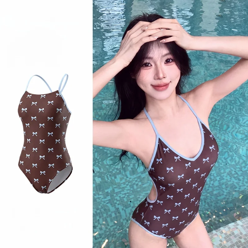 Pure Desire Print One-Piece Swimsuit for Women Quick Dry Beach Vacation Thermal Spa Slimming Swimming Suit Sweet Style Casual...