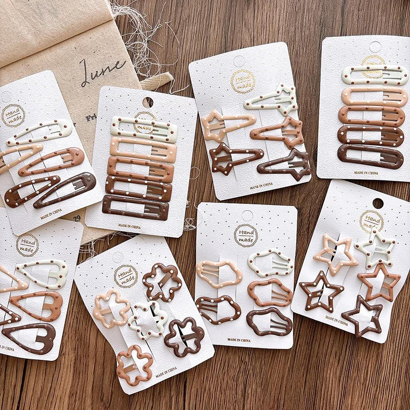 

Заколки для волос Cream Ombre BB, 5 шт., заколки в горошек из смолы для девочек, гипоаллергенные нескользящие ручки для тонких детских волос