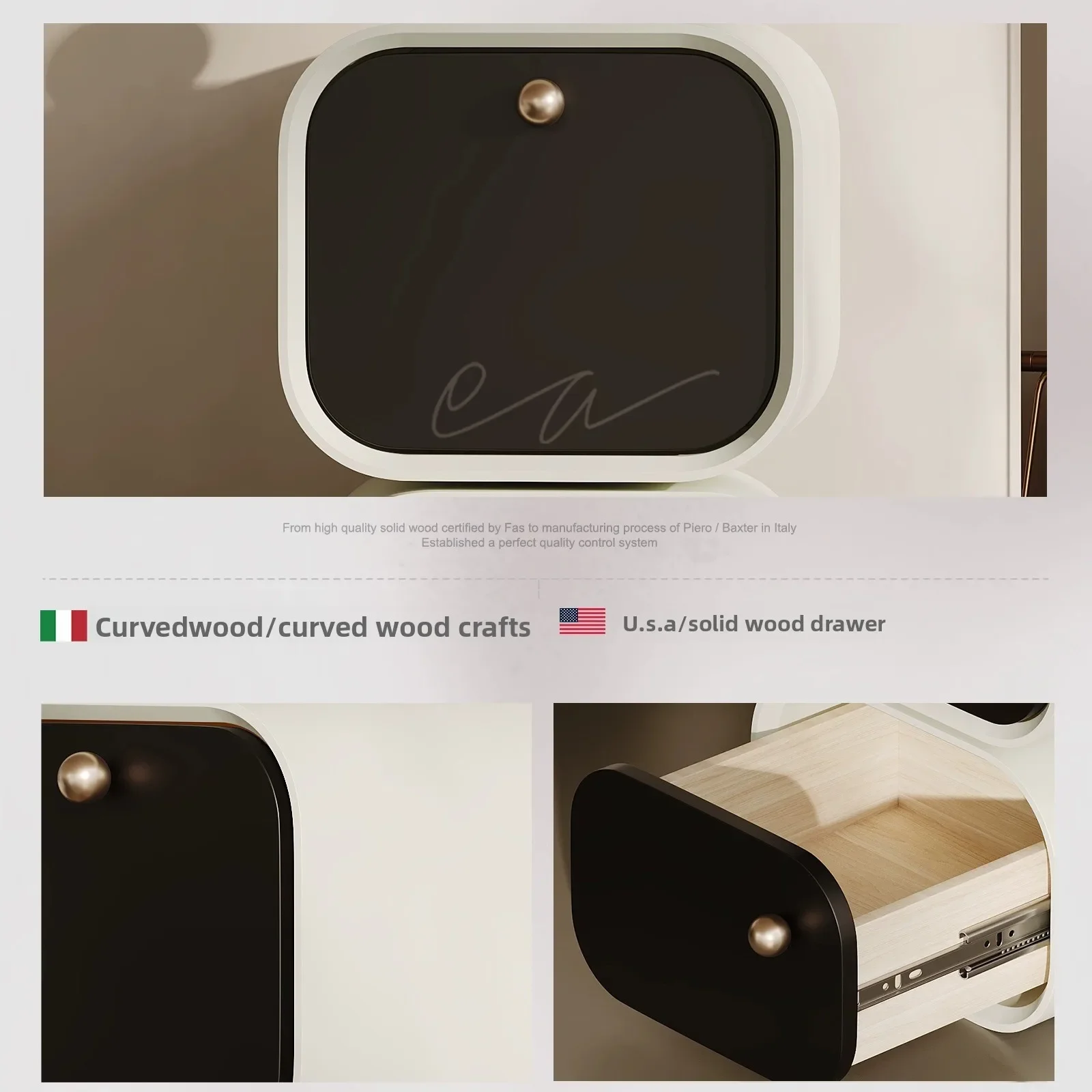 طاولة بجانب السرير إيطالية بسيطة، طاولة بجانب السرير لغرفة النوم، خزانة صغيرة دوارة، تخزين شقة صغيرة #4