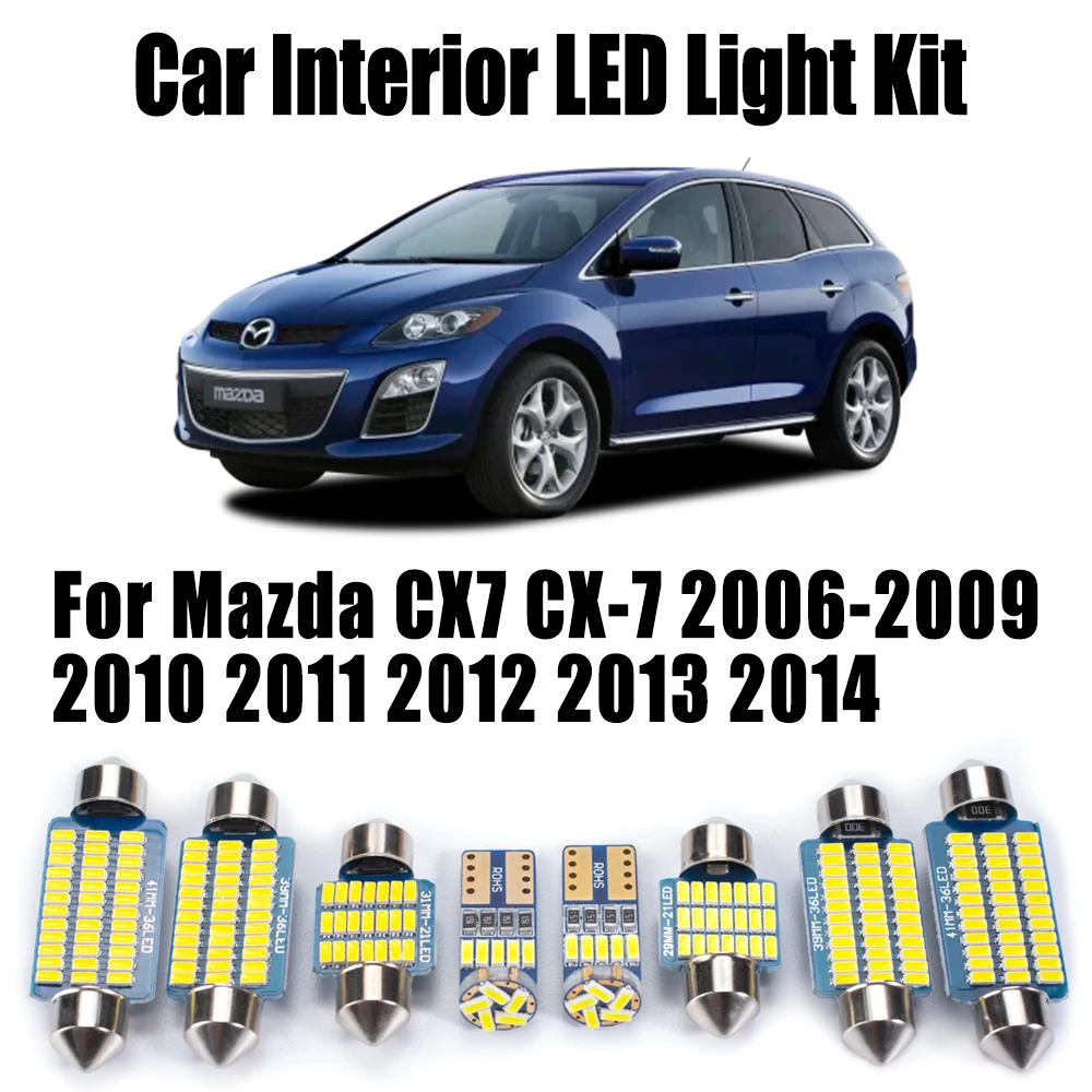 

11Pcs Canbus For Mazda CX7 CX-7 2006- 2011 2012 2013 2014 Car Accessories LED Interior Dome Trunk Light Kit Reading Map Bulbs
