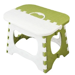 Petit tabouret pliant portable en plastique vert, anti-dérapant, ménage, 1 pièce