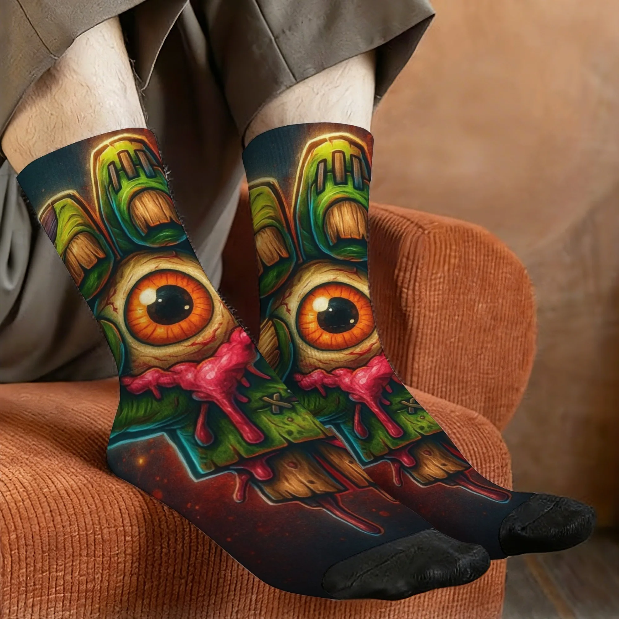 

Мужские носки в стиле Харадзюку в стиле ретро с темными и невероятными ужасами, новые повседневные носки с уличным триллером и bizarre принтом, подарок для сумасшедшей вечеринки