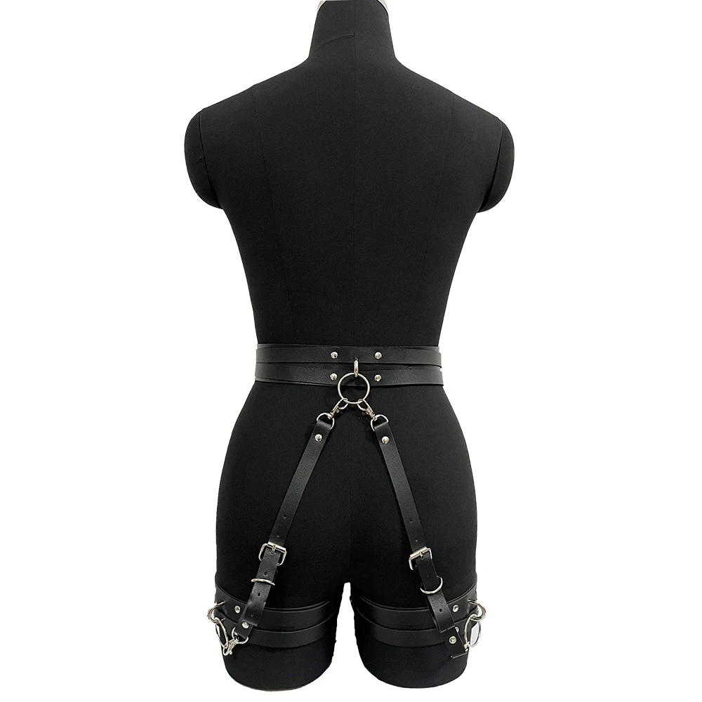 Sexy Bdsm Bondage Harness For Couple Leather Belt Women Goth Garter Fetish Erotic Lingerie Body Costume Thigh Garter Suspenders