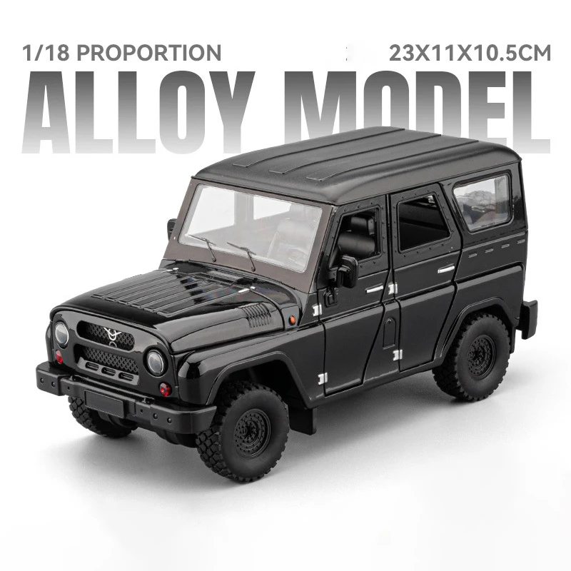 1:18 UAZ Hunter SUV Model Samochodu ze Stopu Metalu Zabawka Odlewana Ciśnieniowo z Napędem Pull Back, Dźwiękiem i Światłem, Samochody Zabawki dla Dzieci, Pojazd