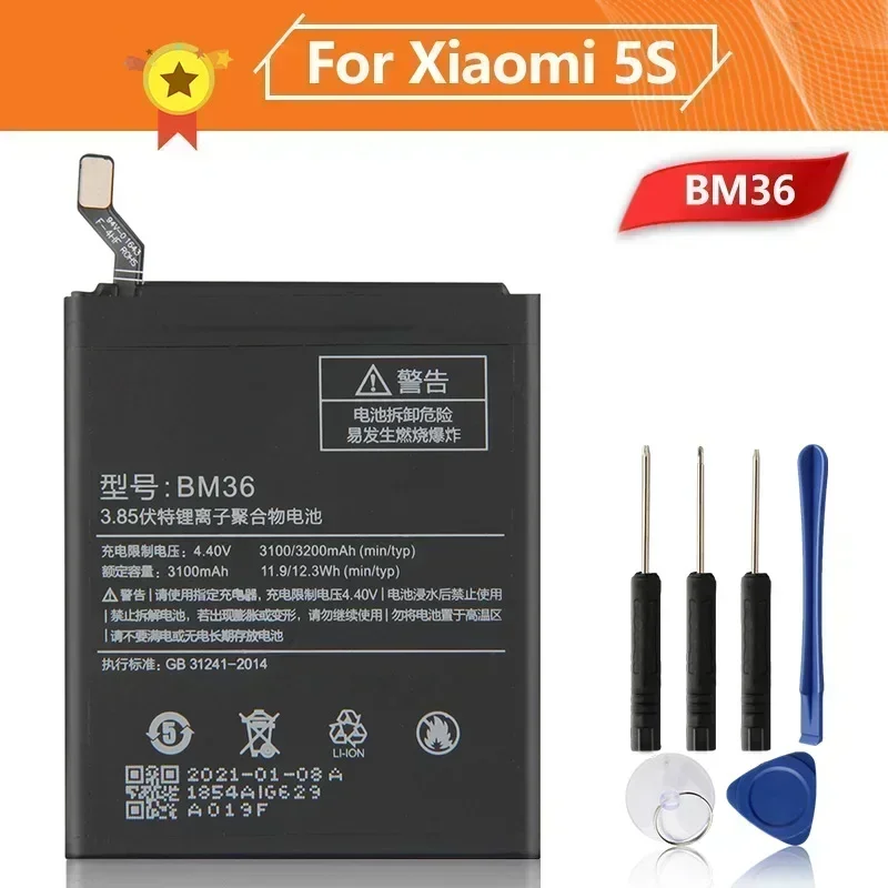 

Production in 2024 Phone Battery BM36 3200mAh For Xiaomi 5S MI5S Replacement Battery High Quality Batteries With Tools