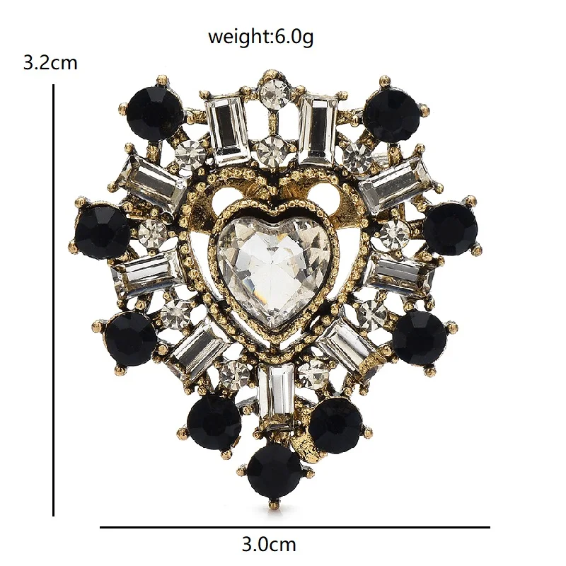 Wuli & baby دبابيس القلب خمر للنساء سيدة حجر الراين قصر نمط الحب مكتب بروش دبابيس الهدايا