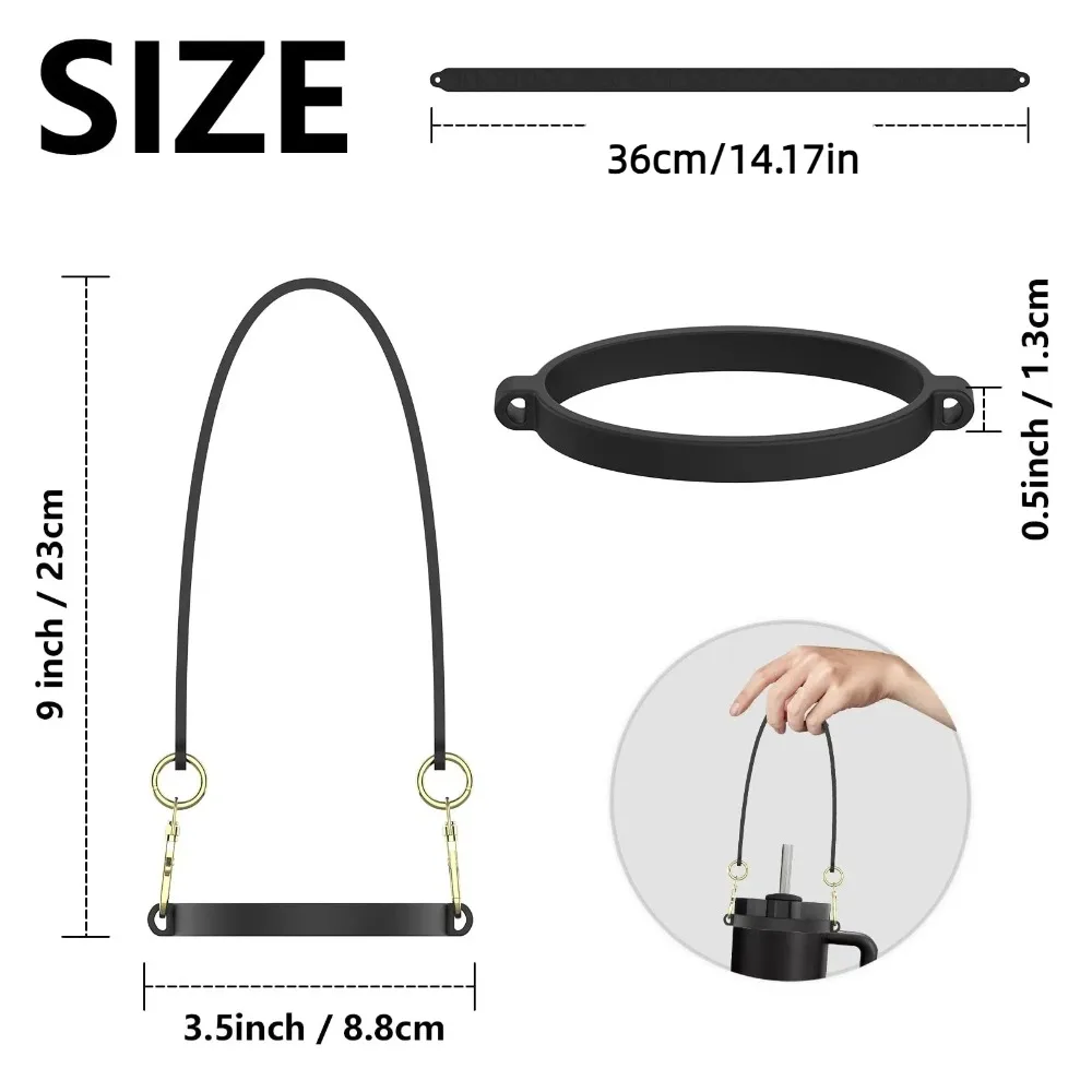 Water Bottle Handle Strap Silicone Water Bottle Sling Carrier Holder Strap Universal Fits Most 8-40oz Bottles Cup Accessories