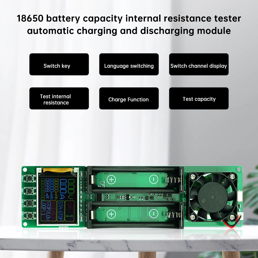 DC 5V 2-Way 18650 Lithium Battery Capacity Tester Internal Resistance Test Module Charge/Discharge Test with LED Display