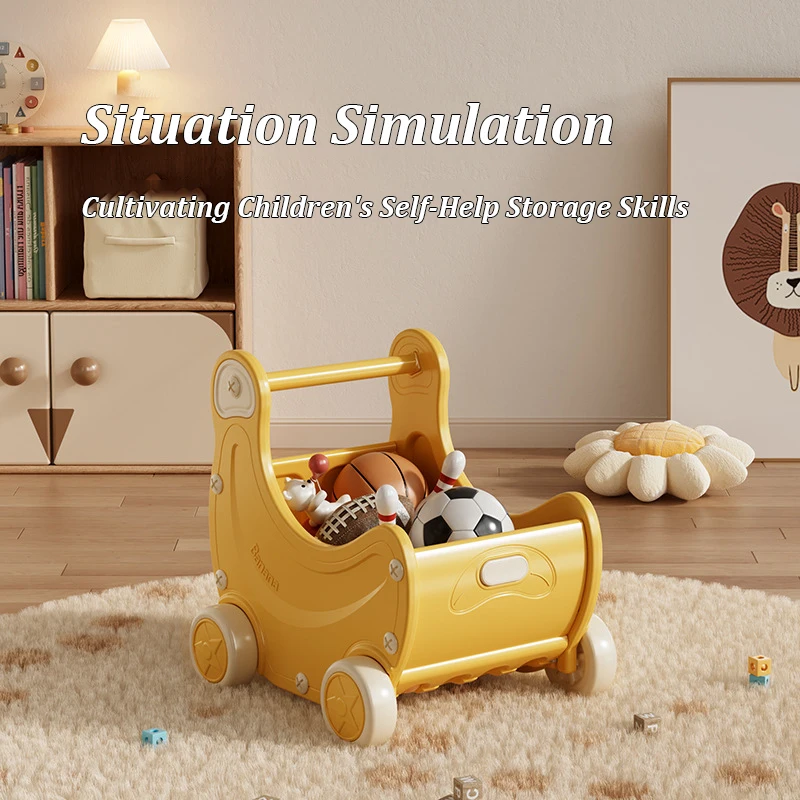 Children Banana Shaped Toys Storage Cart Home Clothes Sancks Books Building Blocks Organizer Shelves Puzzle Mobile Storage Wagon