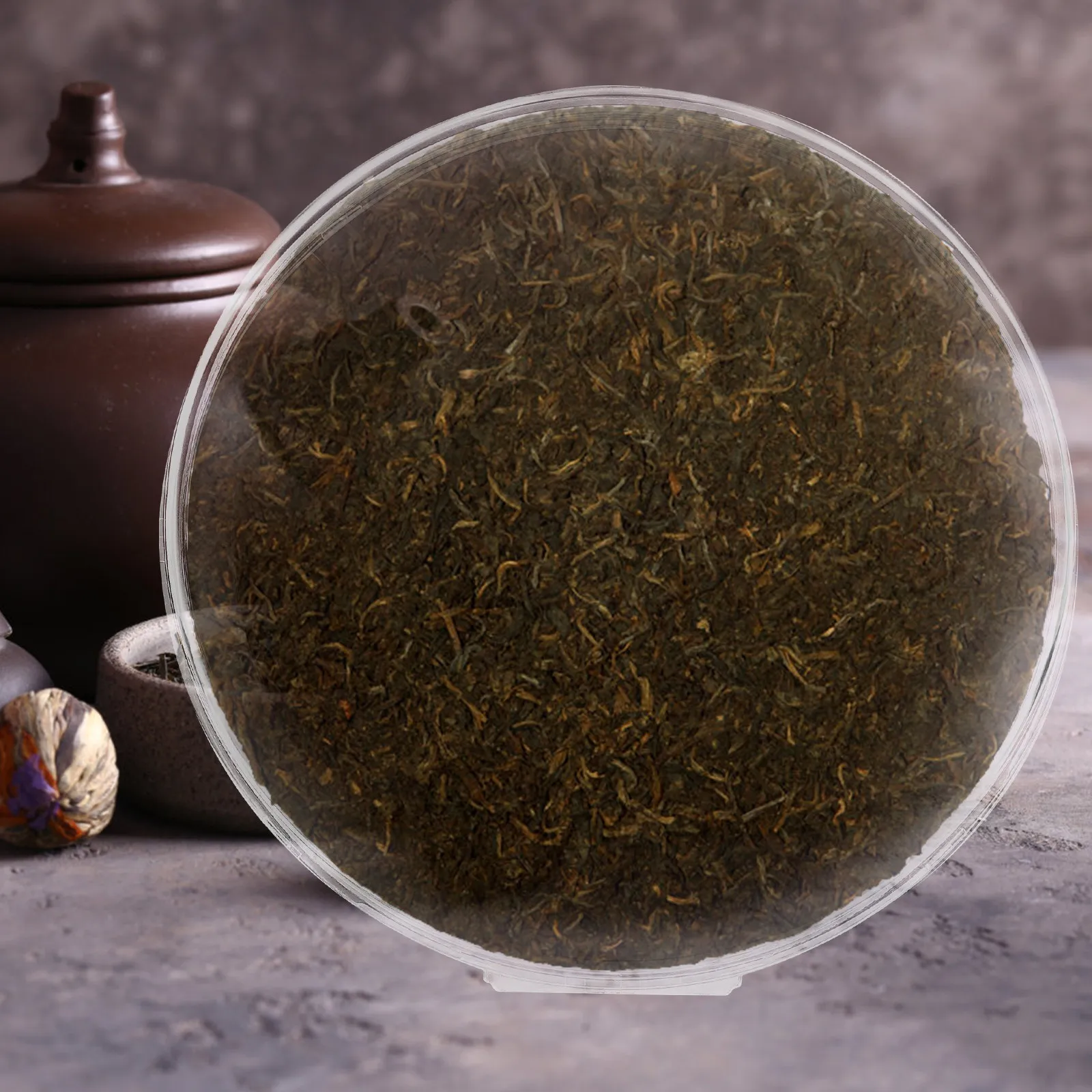 

1Set Transparent Tea Cake Holder High Class Plastic Puerh Box Solid Base Easy Operation Display Storage Functional Decorative