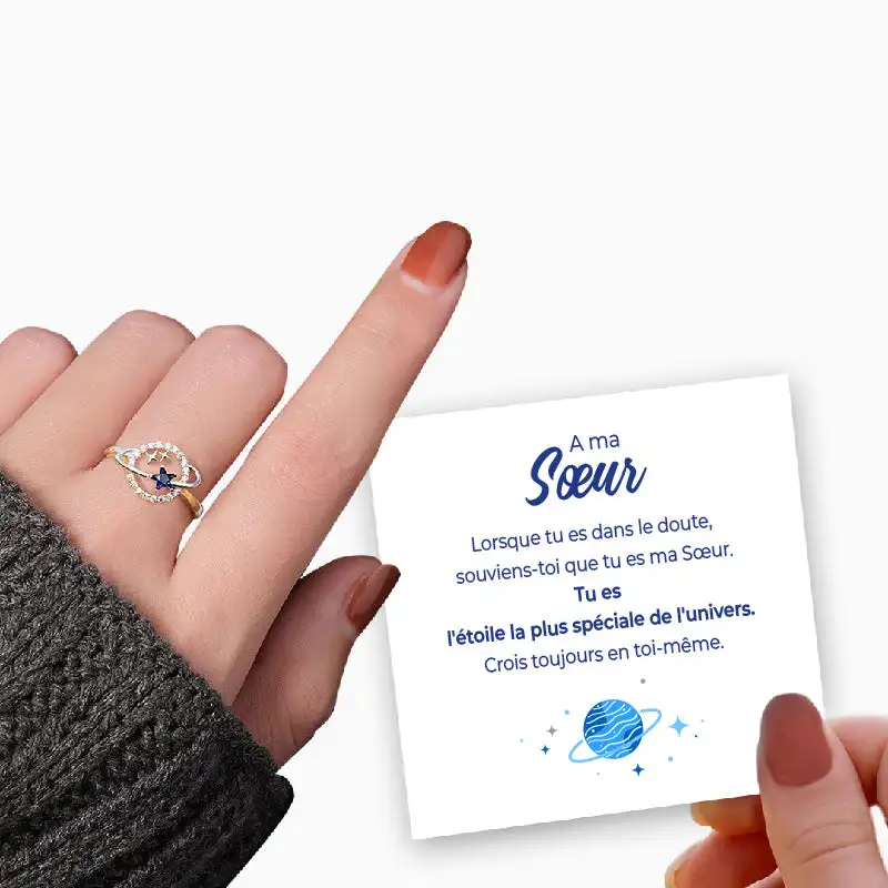 Ring To My Sister Gift PLANET AND STAR Jewelry 2024 Dropshipping Fashion Ring Gift For Girls Women Cubic Zirconia Silver Color image 2