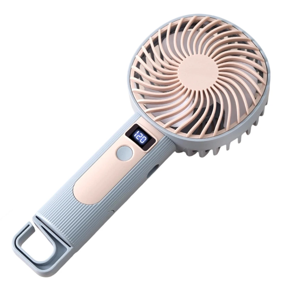 Portable Hand Fan USB Rechargeable - Ideal for Outdoor with Real-Time Display As Pictured
