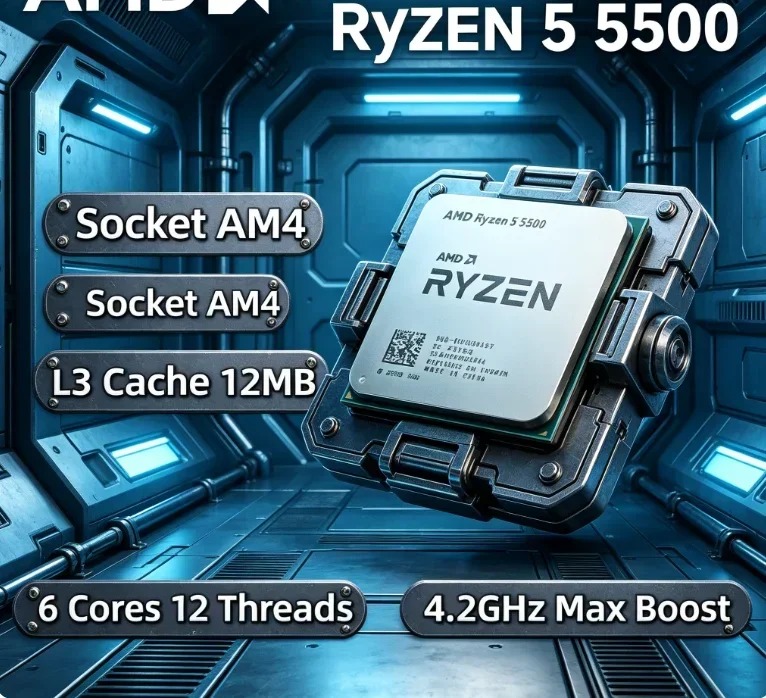 AMD Ryzen 5 5500 Competitive Online Gaming CPU 6 Core 12 Thread 4.2GHz AM4 16MB L3 Cache 65W High FPS Processor No Cooler view 2