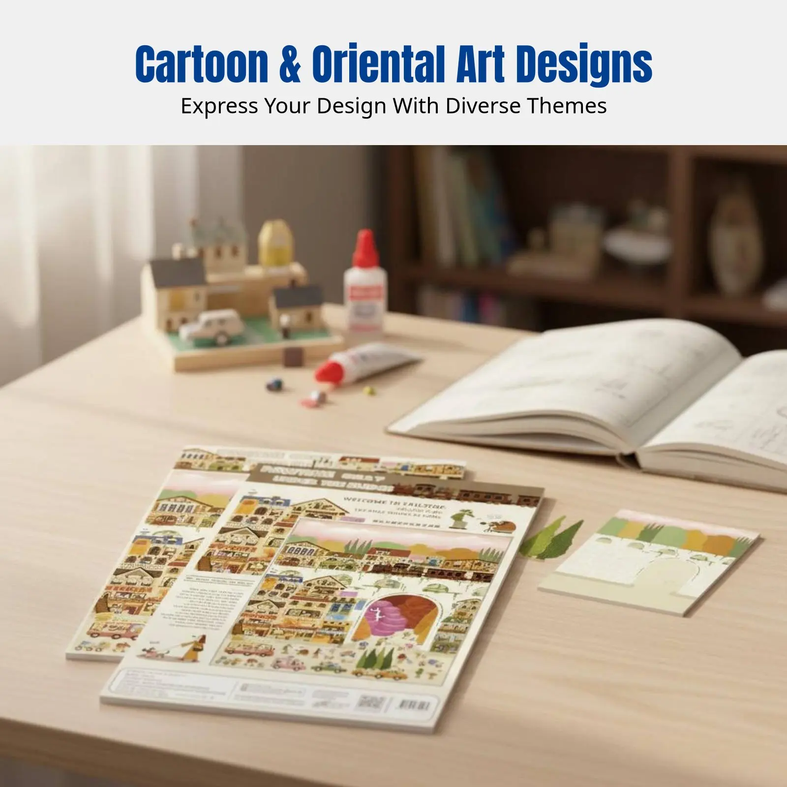 

Миниатюрные наклейки-сцены, 3D-пейзажи, для рукоделия, новая серия, в мультяшном и восточном стиле, для девочек