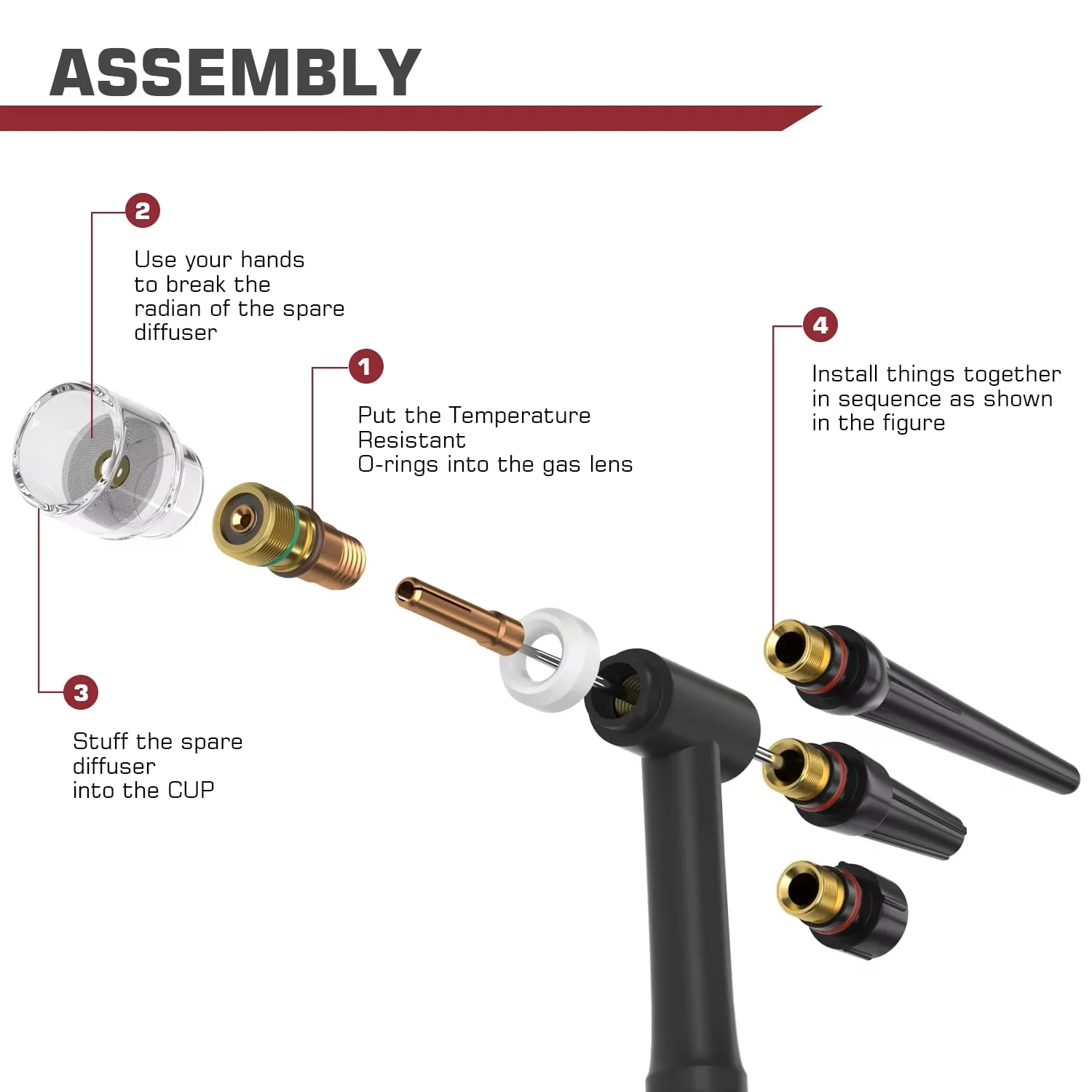 ARCCAPTAIN 49/71Pcs Welding Accessories Torch Stubby Gas Lens For TIG Welding torch WP-17/18/26 High Temperature Glass Cup Kit