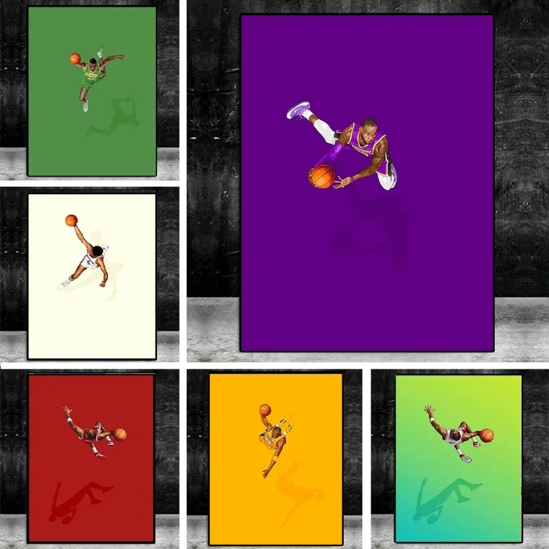 Modern Canvas Painting Sport Baskateball Wall Art Basketball Player In Action Posters And Prints Home Decor Mural Unframed