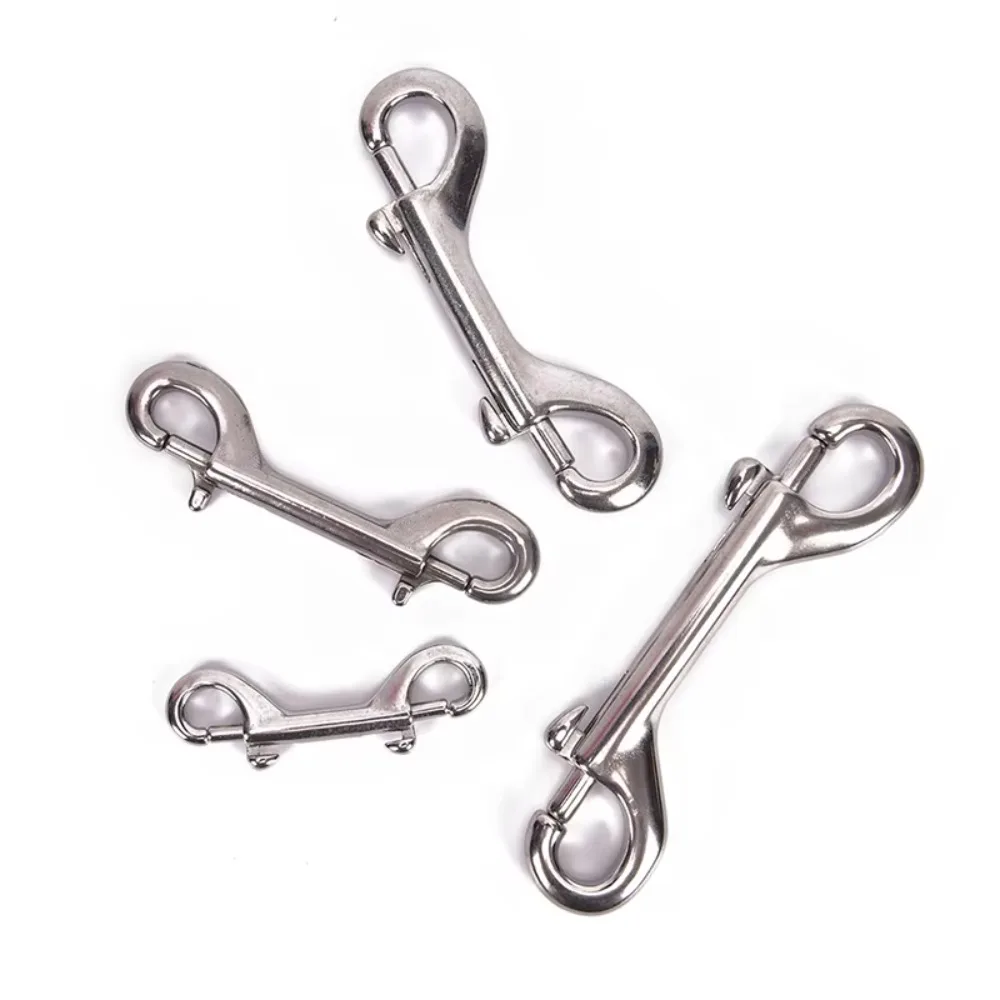 Solid 316 Stainless Steel Double End Snap Hook Metal Heavy Duty Snap Hook Clip 90mm 100mm 115mm Eye Bolt Snap Hook