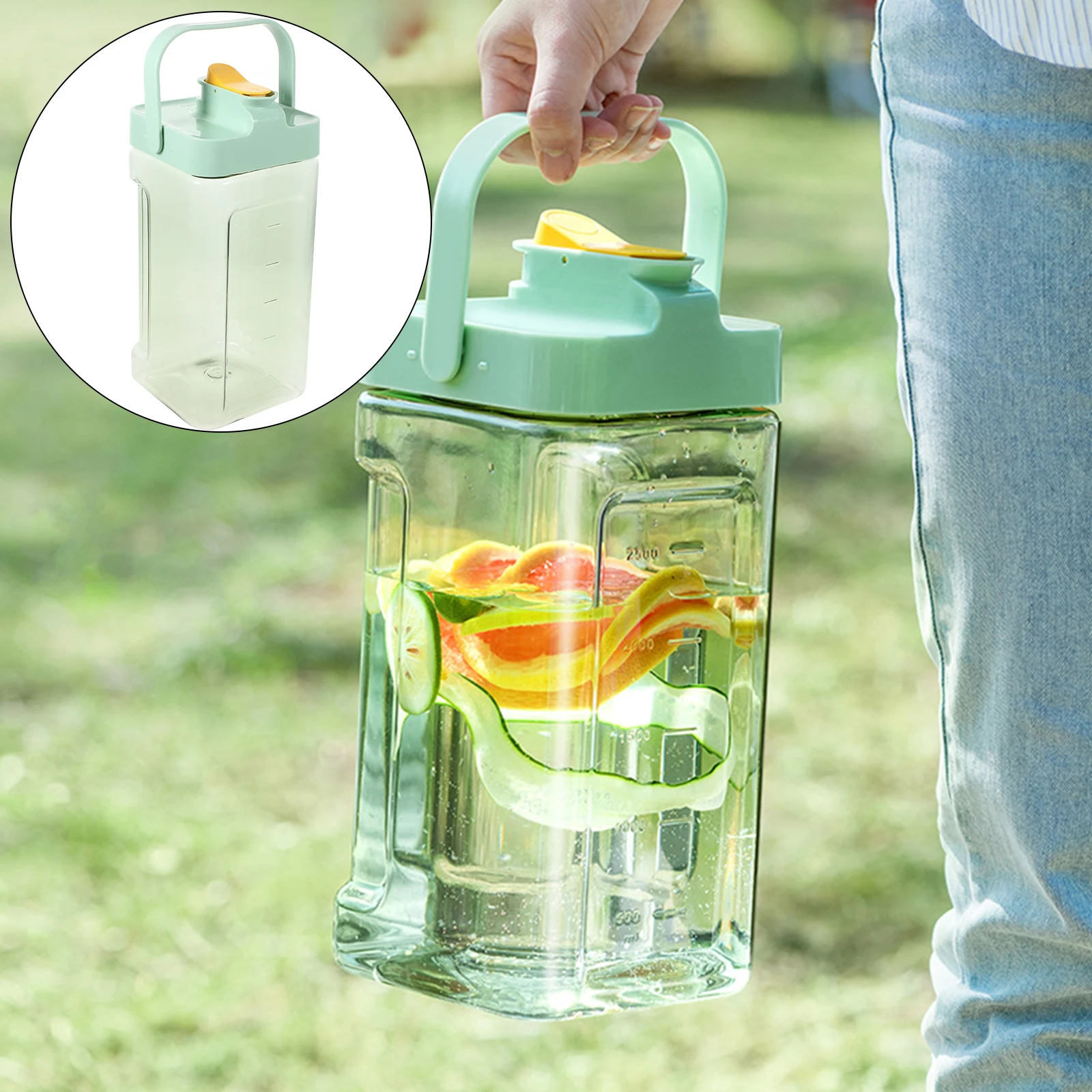 

Cold Water Pitcher Faucet Large Capacity Plastic Drink Dispenser Shallow Green Fridge Beverage Juices Container Home Parties