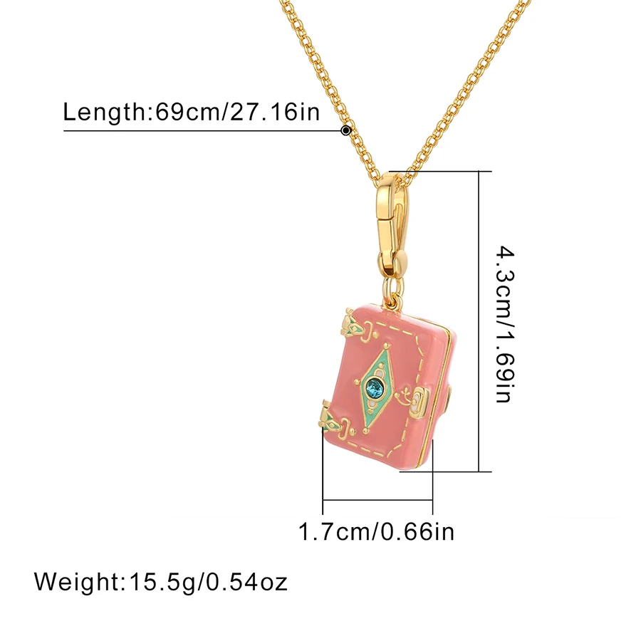 1Pcs Fashion Chic Pink Notebook Love Letter Openable Pendant Necklace For Women Luxury Sweet Elegant Party Valentine Gift