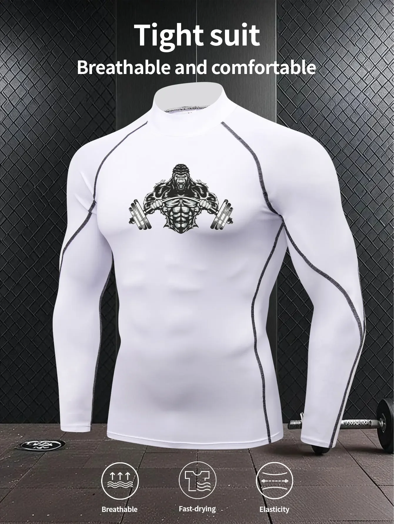 تي شيرت رجالي جديد بأكمام طويلة للرياضة واللياقة البدنية، مناسب للتمرين في الهواء الطلق وقميص التسوق غير الرسمي