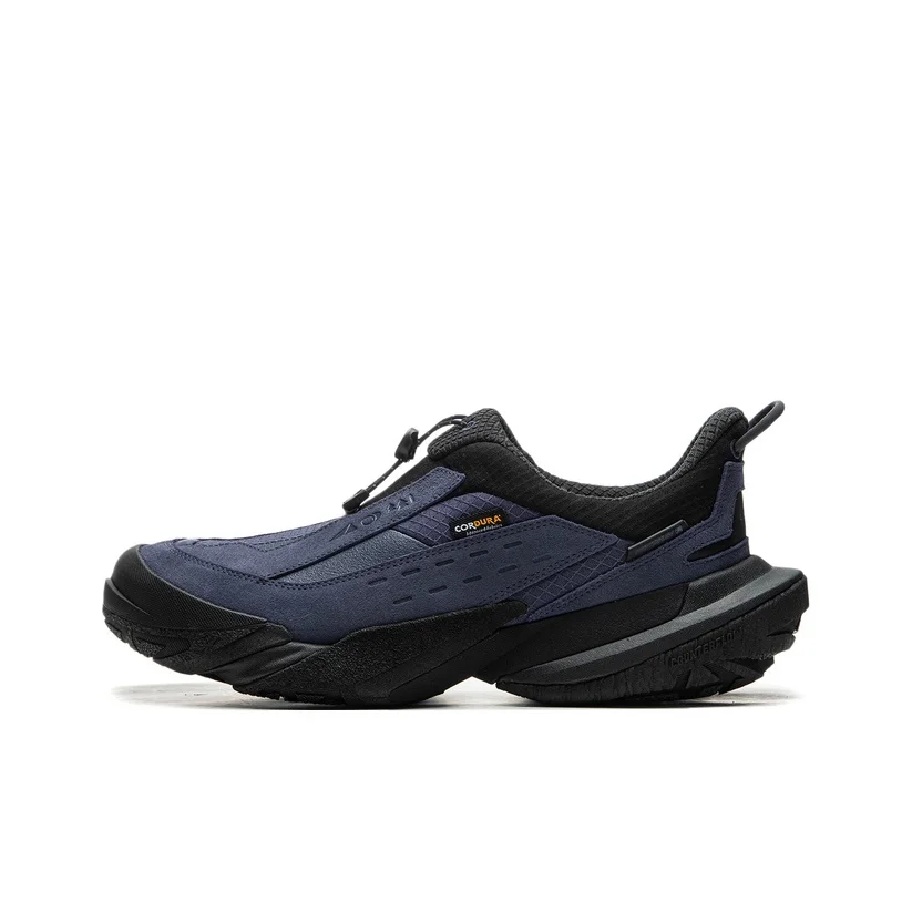 Li Ning Outdoor Counterflow Cushioning Slip Resistant Low top Hiking Shoes Unisex Blue Black AHCU035-2
