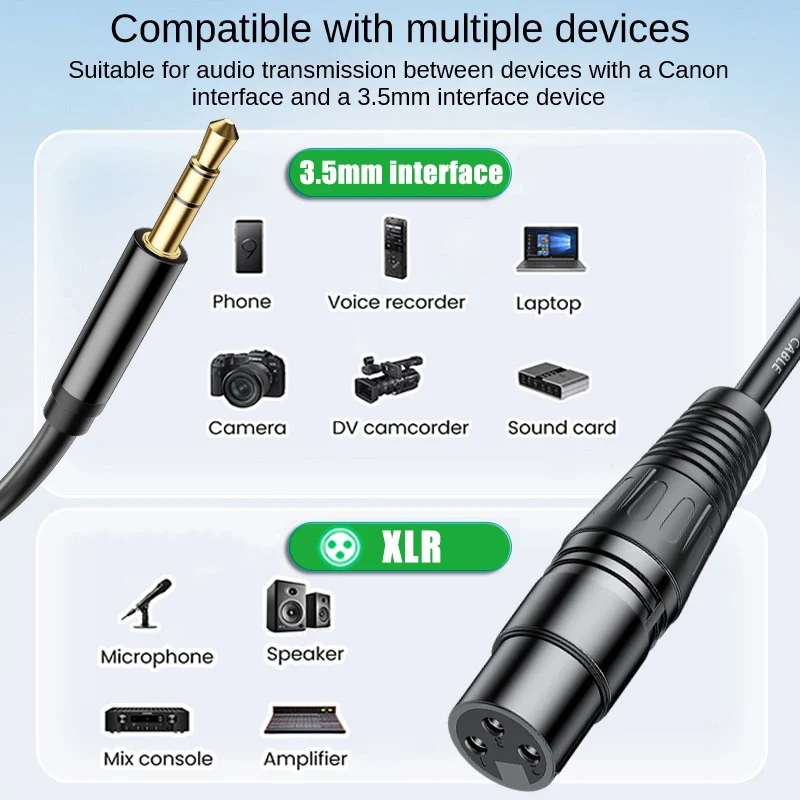 XLR To 3.5mm Microphone Audio HiFi Cable 3.5mm to XLR Female To Mini Jack Aux Mic Cord for Camcorders DSLR Cameras