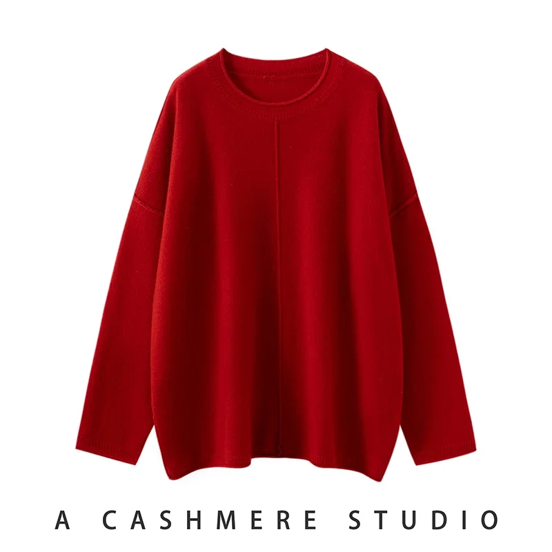 

Fashion Women 100% Goat Cashmere Sweater Autumn Winter O-neck Pullover Basic Casual Soft Warm Cashmere Knitwear Clothing Tops