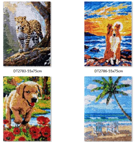 Latch hook rug kits with Pre-Printed Pattern Cross stitch embroidery kit Footprint Carpet with your needlework  Dogs 69-102CM