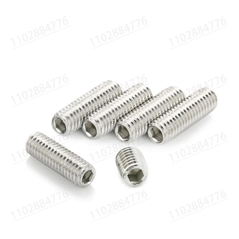 20pcs/lot  DIN916 stainless steel headless bolts Hexagon socket head cap screws Flat end set screws  Stop screws