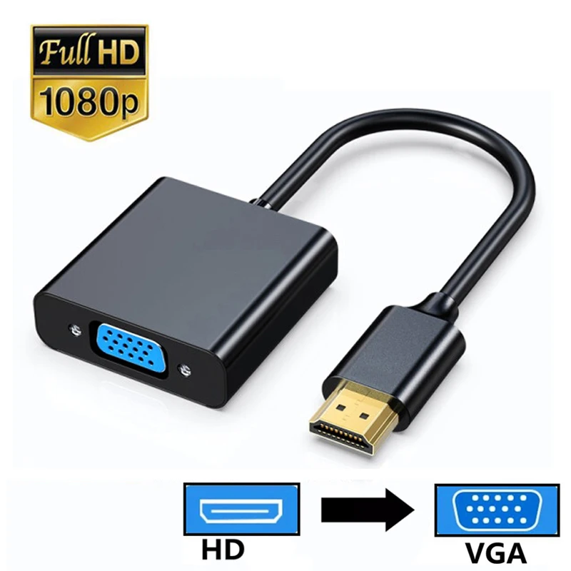 HDMI-compatible To VGA Cable Converter Full HD 1080P HDMI Male To VGA Female Adapter for Laptop PC HDTV Projector Tablet Monitor