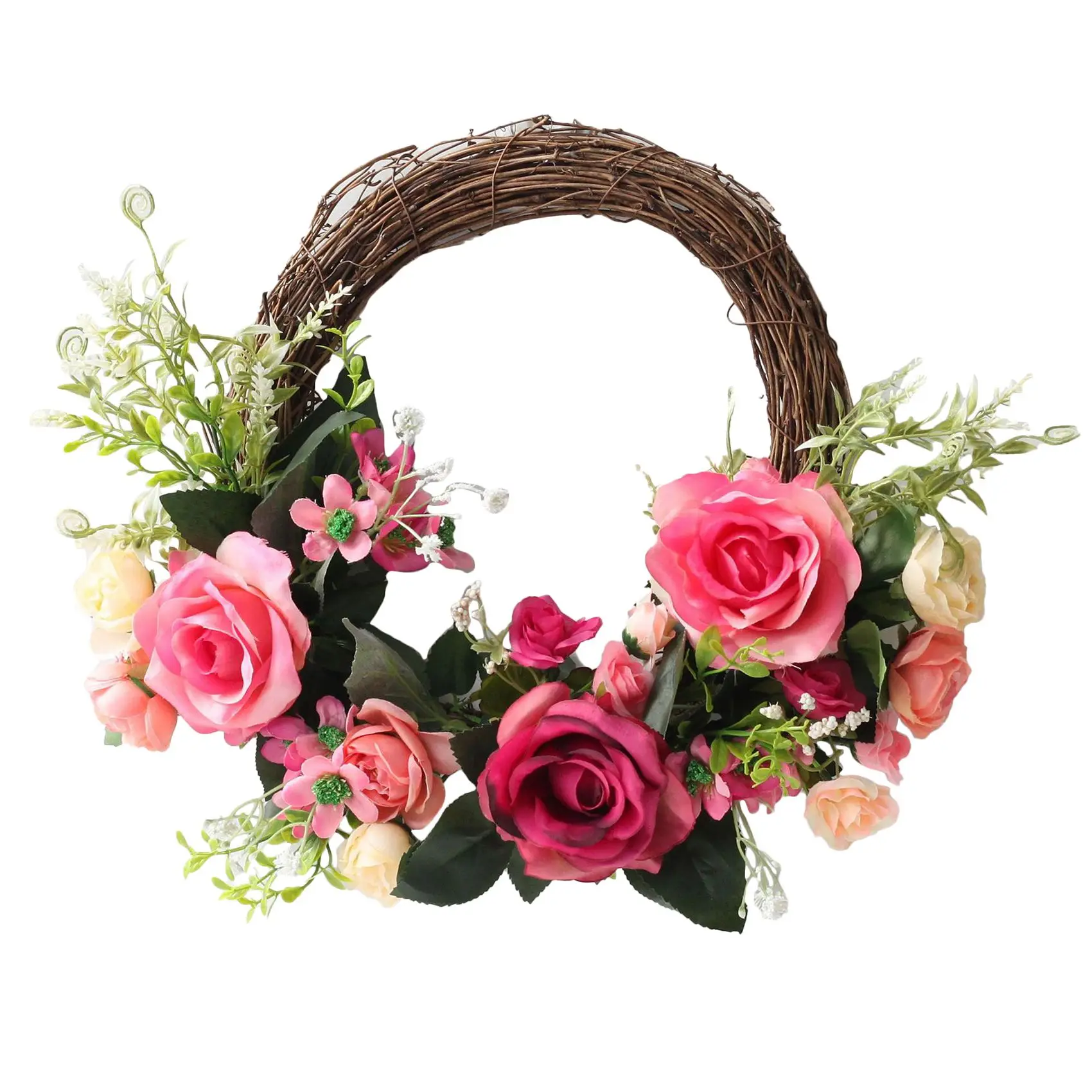 Artificial Rose Flower Wreath Spring Wreath for Party Home Garden Wedding Arch Front Door Wall Window