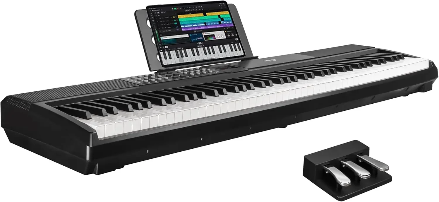 88 Keys Weighted Keyboard with Sustain Pedal, Hammer-Action Digital Piano, 2x15W Built-In Speakers, Full-size Electric Pi