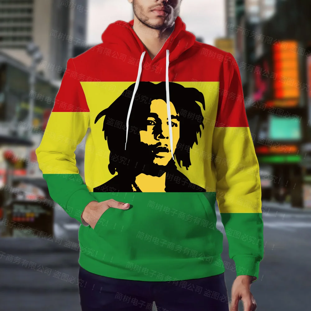 Hot Sale Autumn Winter Hoodie Bob Marley Jacket Colorful Jersey Fashion Clothing Harajuku 3d Printing Men\'s Oversized Jackets