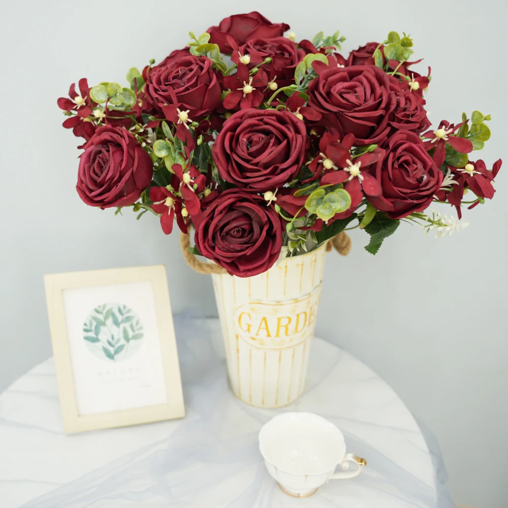 

Large Mixed Artificial Roses Flowers Bouquets Fake Rose Hydrangea Flower for Vase Table Centerpiece Wedding Party Bridal Decor