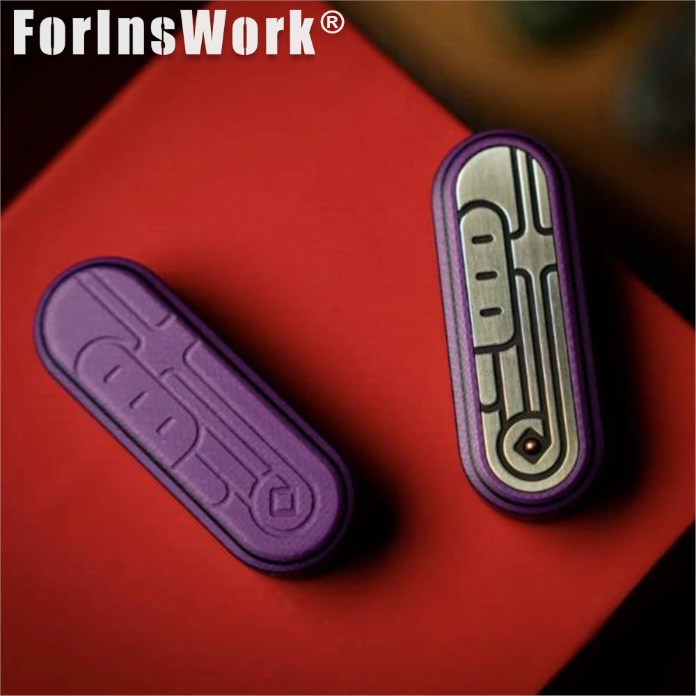 GD EDC G10 Purple Cupronickel Patch LUCK Slider Fidget Slider Dense Racetrack Office Desk Accessories Cheap Toys