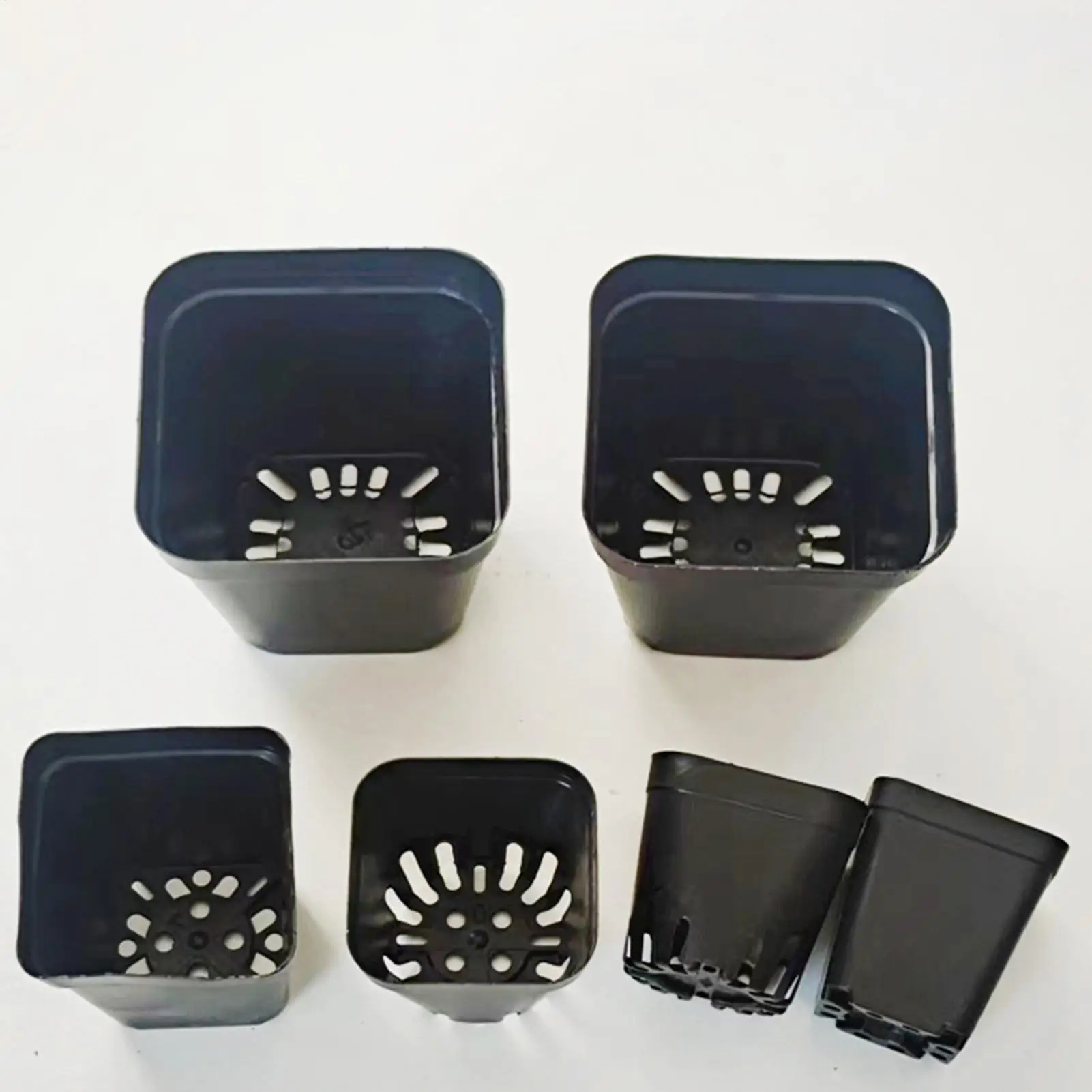 5.5cm/7cm/10cm Starter Pots For Planting 50PCS Reusable Black Square Seedling Pots Nursery Pot With Drainage Holes Gardening Kit