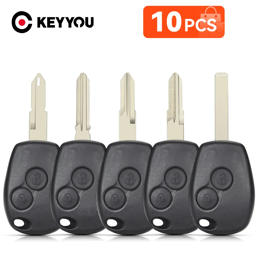 KEYYOU 10個入り 2ボタン 車のリモートキーシェルケース ルノー ダスター モーダス クリオ3 トゥインゴ ダチア ローガン サンデロ カングー用