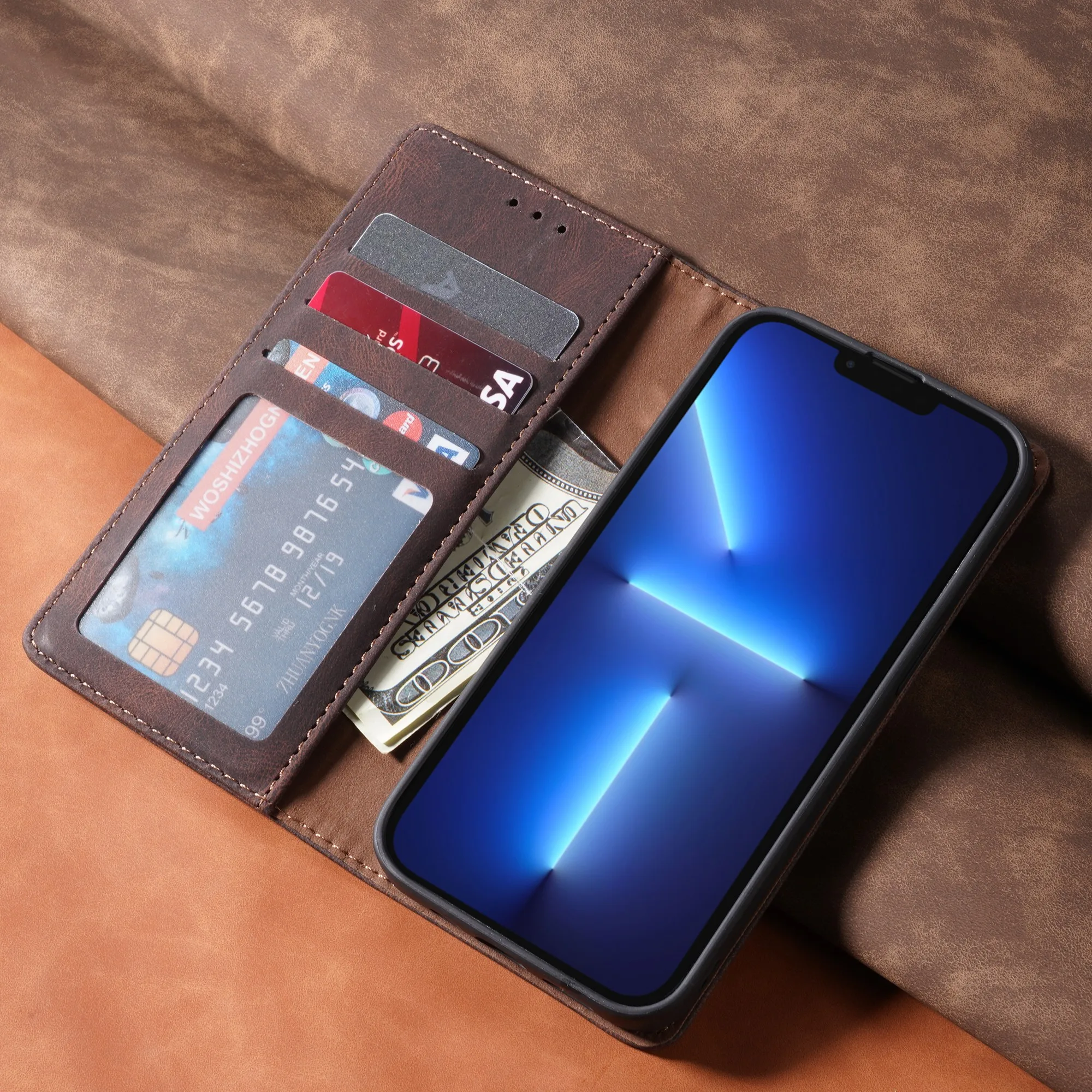 Flip Leather Wallet Case For iPhone 15 14 13 12 11 16 Pro Max Mini XS Max X XR 8 7 6 6S Plus SE Card Holder Protect Cover Funda