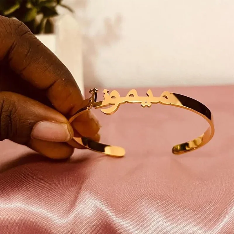 

Custom Arabic Name Bracelets For Women Personalized Stainless Steel Name Bangles 2024 Bracelet Acier Inoxydable Femmes Jewelry