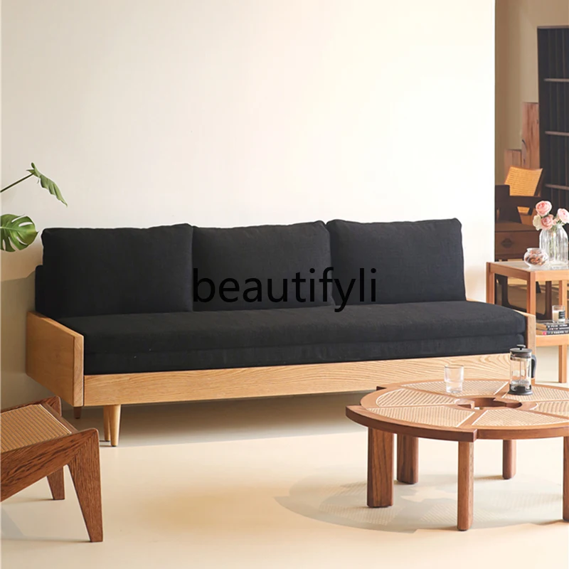 Nordic cream style small apartment three-person living room fabric sofa casual Japanese simple modern sofa