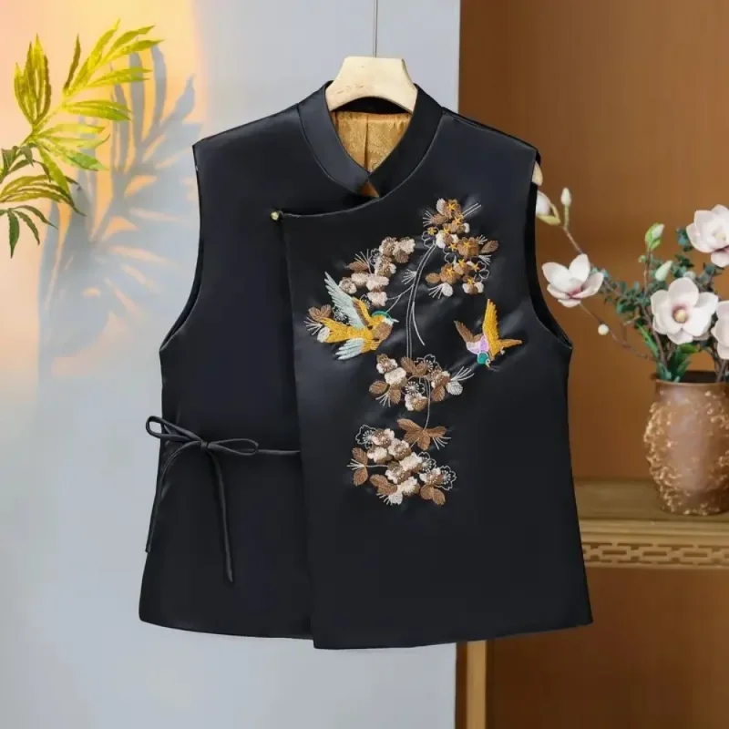

Thin Traditional Clothing Streetwear Chinese style Coats Vest for Women Jackets Fashion Clothes Ethnic Style Quality Vintage