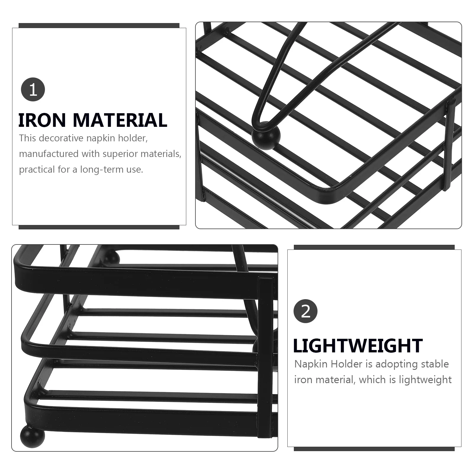 

Hollow Iron Napkin Holder Desktop Paper Tissue Dispenser Napkin Stand for Kitchen Dining Room Restaurant Use