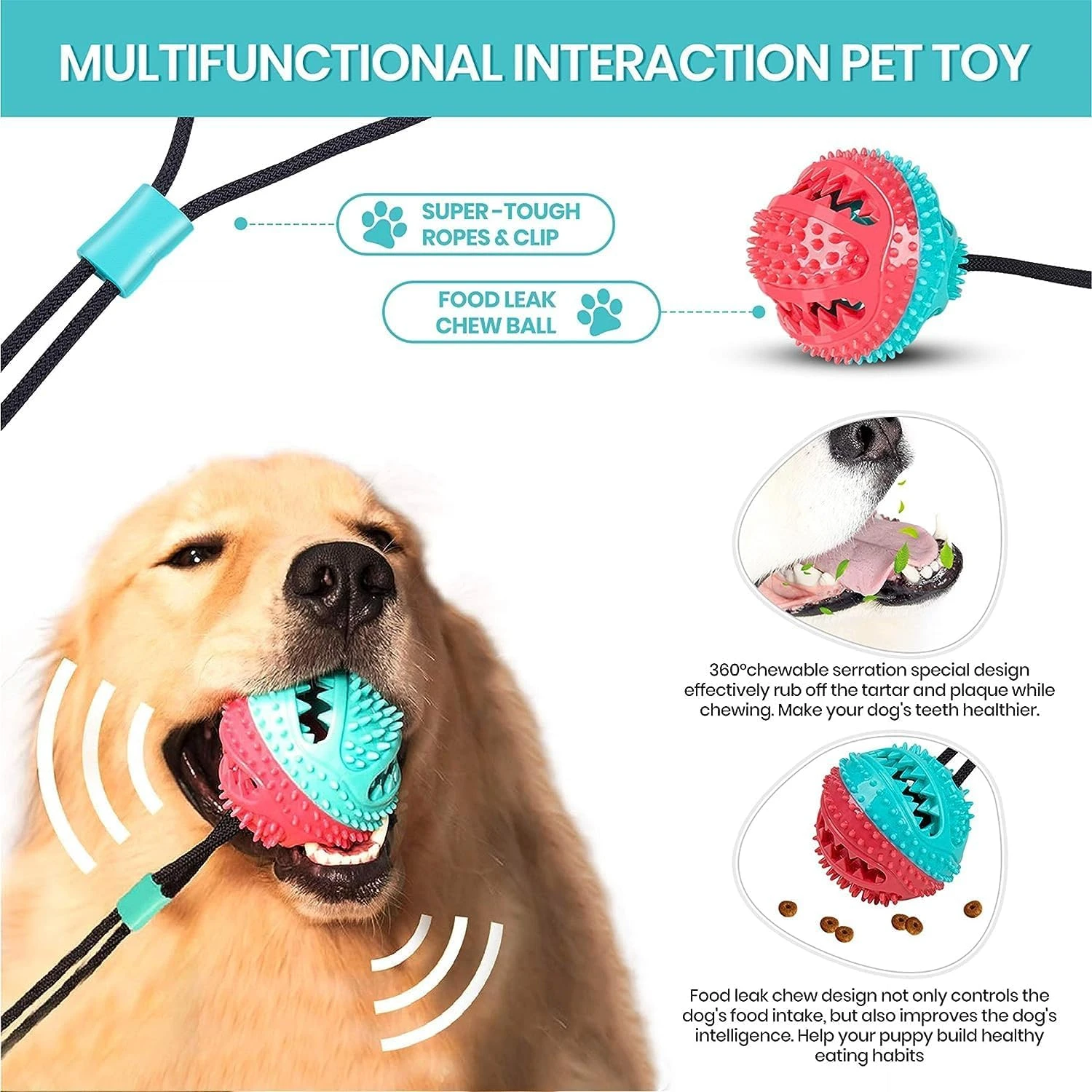 

Perfect Aggressive Chew Dog Rope Knot Toy for Interactive Mental Stimulation - Indestructible War Ball Toy for Boring Food Distr