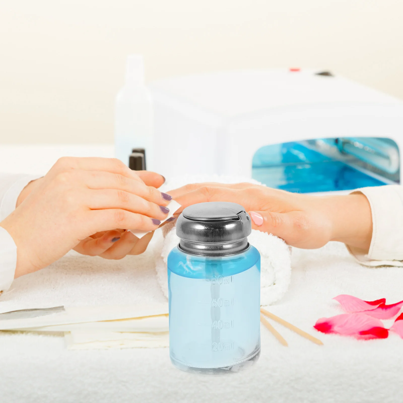 空のプレスポンプボトルポータブルクリアガラスディスペンサーマニキュアリムーバーメイクアップリムーバー液体保管マニキュア用品用