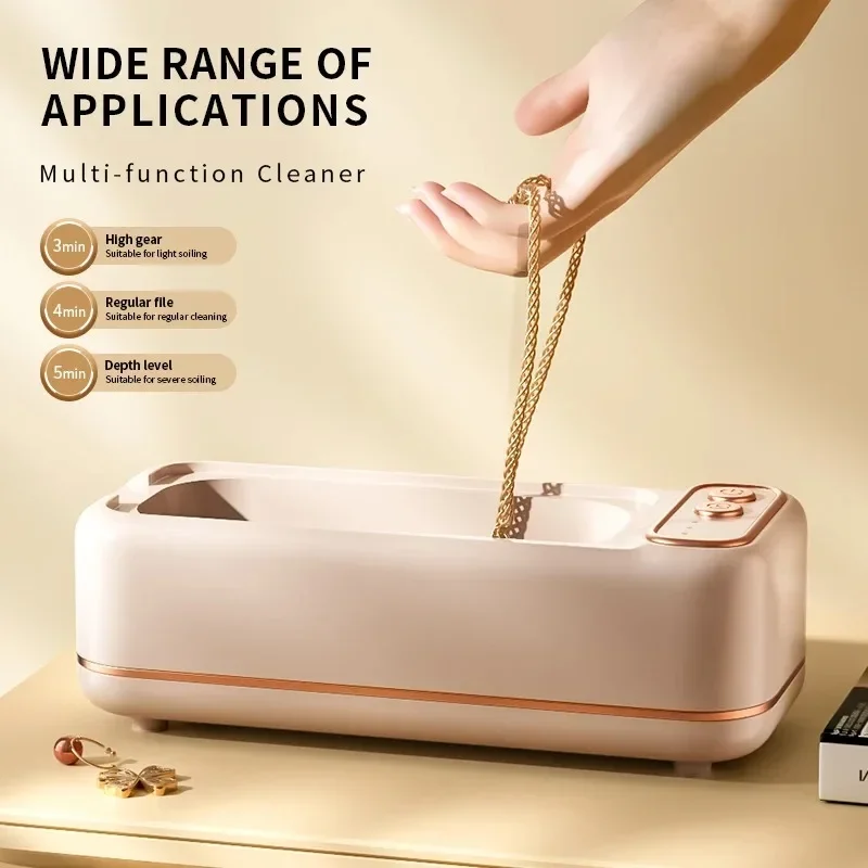 Máquina de limpeza ultrassônica portátil, limpador de viagem, carregamento usb, vibração de alta frequência para óculos de relógio de joias