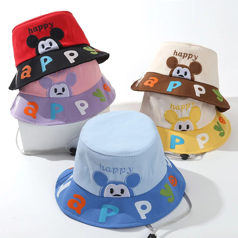 เด็กน่ารักการ์ตูนหมวกชาวประมงเด็กแบนหมวก 3-8Year เด็กผู้หญิงบังแดดอ่างล้างหน้าหมวกผ้าฝ้ายเด็ก Visors