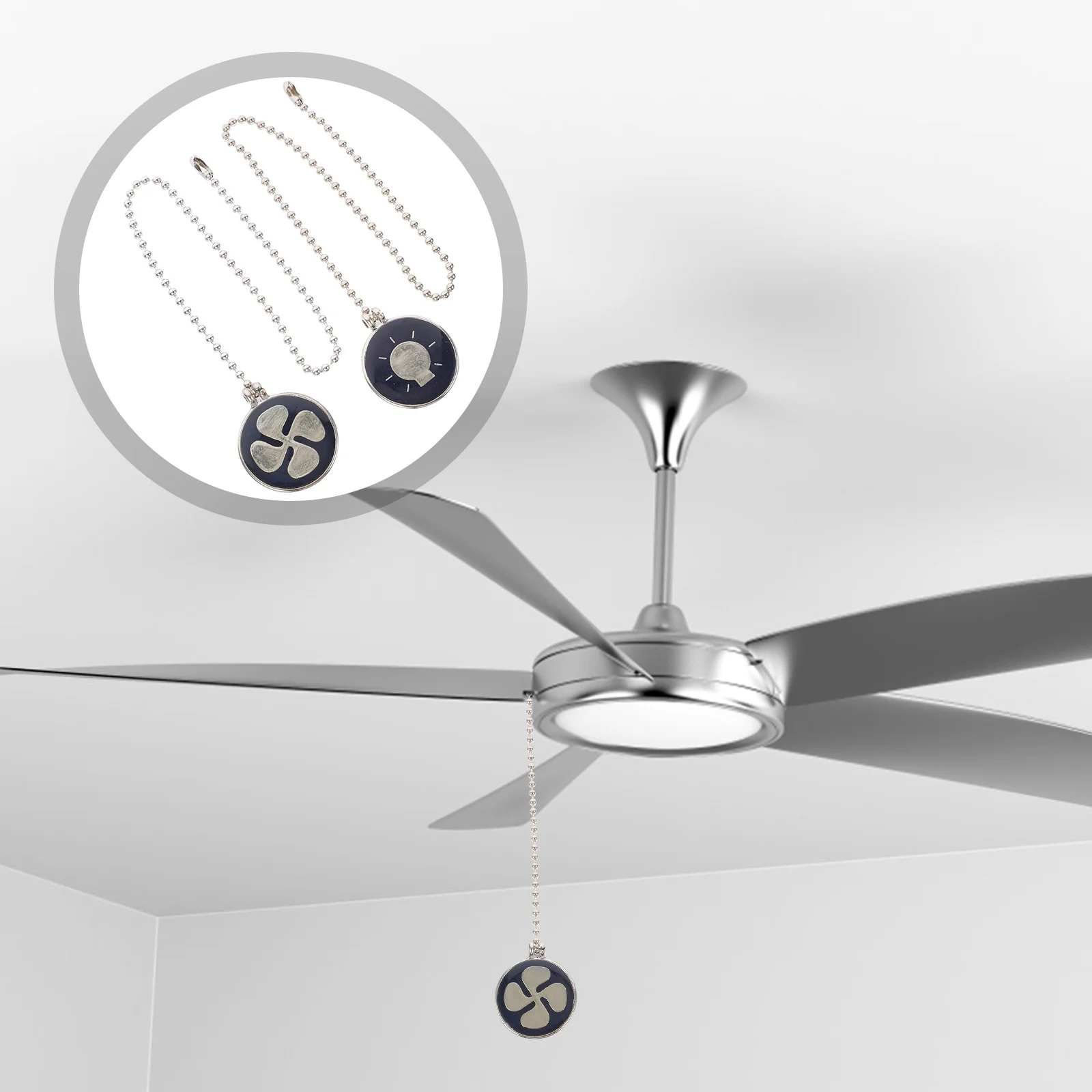 

2pcs Ceiling Fan Pull Extension Hanging Light Pull Chain Metal Fan Chain Extender For Bedroom Living Room Lamp