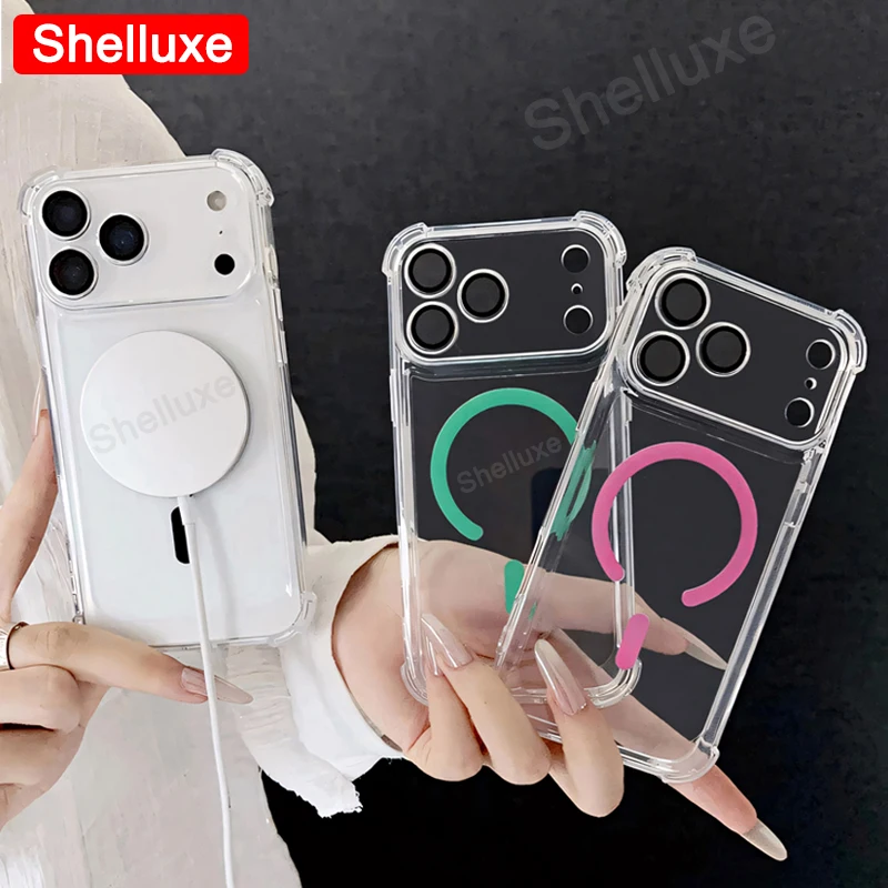 Funda magnética transparente con armadura para iPhone 17 Pro Max, esquinas reforzadas de lujo 2