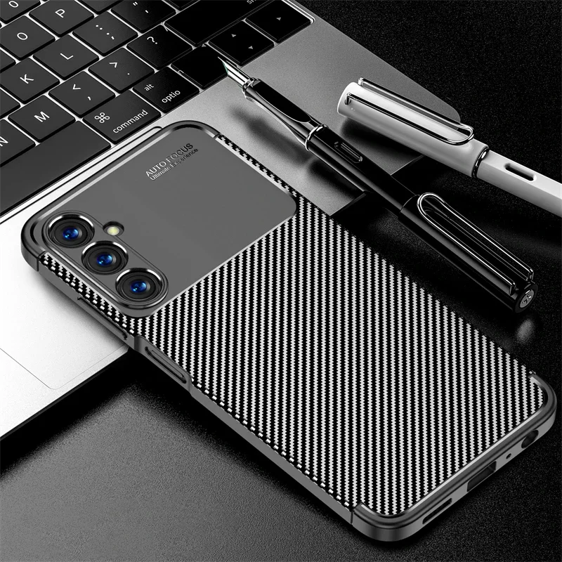 Fiber Pattern Silicone Rubber Soft Back Case for Samsung Galaxy S24 S23 S22 S21 S20 S10 S9 FE Plus Ultra M54 M53 M14 M34 Cover