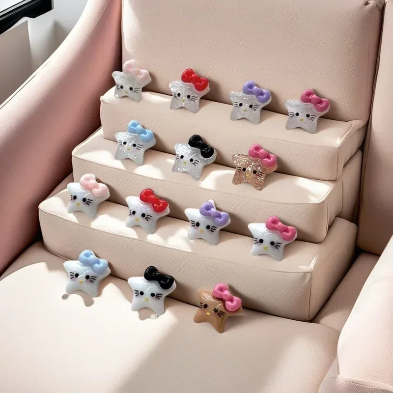 100 sztuk nowy Hello Kitty gwiazda zawieszki do paznokci Cute Cartoon żywica akcesoria do paznokci z dżetów dla majsterkowiczów, impreza, codzienny Manicure
